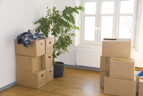 Edgware moving van loading furniture and boxes carefully