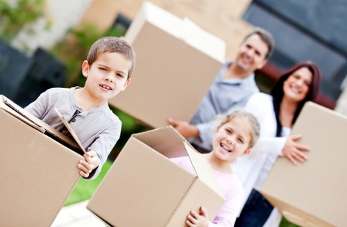 Packing materials and organised boxes prepared for a local move in Edgware